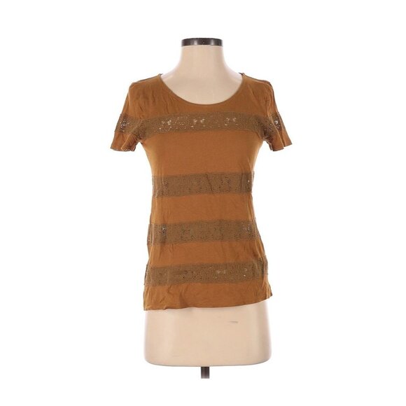 J.Crew XXS Yellow Lace Detail Short SleeveT-Shirt - Picture 1 of 2